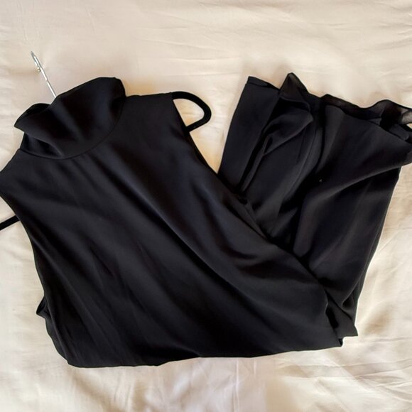 Mock Neck Chiffon Trapeze Dress - Picture 9 of 11